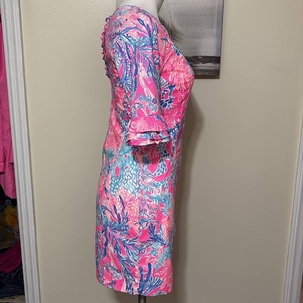 LILLY PULITZER Fiesta Sheath Pascha Hot Pink Aquadesiac Ruffle Dress
Size 0 - Picture 14 of 16